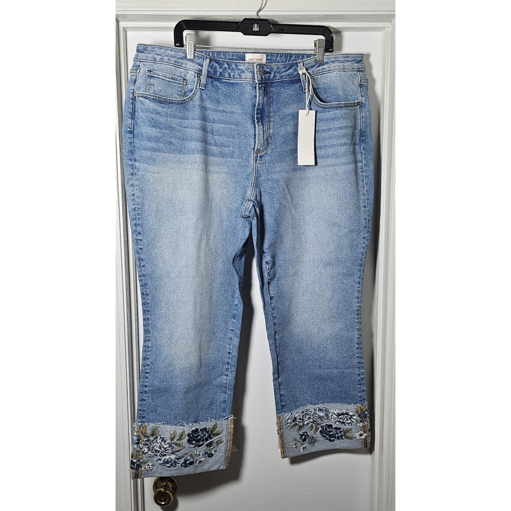 Driftwood Colette Embroidered Jeans Size 20 Cropped NWT Stretch